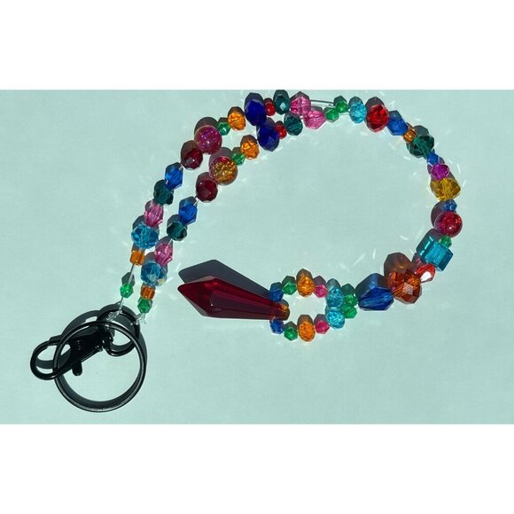 Beaded Suncatcher Rearview Mirror Ornament Colorful Red Crystal Prism Car Charm - Picture 7 of 9